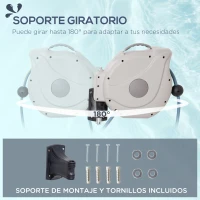 Outsunny Carrete de Manguera de Jardín 15,1M+1,5M Manguera de Riego con 10 Modos de Pulverización Montado en Pared Enrollador Automático 180° Giratorio 42,5x20x38 cm Gris(m-6)