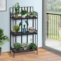Outsunny Retro 3-Tier Garden Plant Herb Stand Metal Flower Display Rack Bookshelf Bathroom Shelf(m-9)