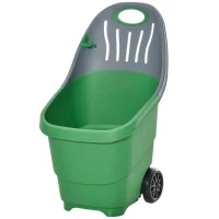 Outsunny Multi Purpose Garden Cart Barrow with Handle Wheels for Snow Fallen Leaves Cleaning, Lightweight, Easy to Move, with Clip for Broomstick, 60L(m-1)