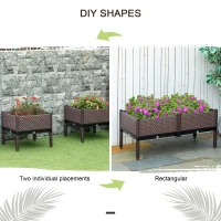 Outsunny 50cm x 50cm x 46.5cm Set of 2 41L Garden Raised Bed, Elevated Planter Box, Flower Vegetables Planting Container with Self-Watering Design and Drainage Holes(m-5)