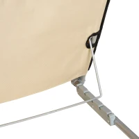 Outsunny Set of 2 Foldable Garden Beach Chair Mat - Lightweight Outdoor Sun Lounger Seats with Adjustable Back, Metal Frame, PE Fabric, Head Pillow, and Carry Bag, Beige(m-8)