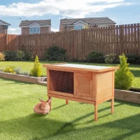 PawHut Coelheira de Exterior Casa para Coelhos Elevada com Bandeja Removível Fácil de Limpar Estável e Boa Ventilação 90x45x65cm Madeira(m-11)