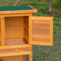 PawHut Coelheira de Exterior de Madeira para Animais Pequenos 2 Níveis com Rampa Teto Asfáltico e Porta com Trava 90x45x80 cm Madeira e Verde(m-14)