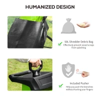 Outsunny 2500W Electric Garden Shredder Wood Chipper Lightweight & Compact Branch Shredder w/ 50L Collecting Bag, Overload Protection, Max 40mm Cutting Capacity, and Two Wheels(m-6)