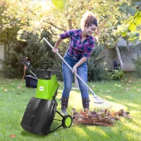 Outsunny 2500W Electric Garden Shredder Wood Chipper Lightweight & Compact Branch Shredder w/ 50L Collecting Bag, Overload Protection, Max 40mm Cutting Capacity, and Two Wheels(m-2)