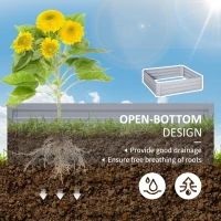 Outsunny Set of 2 291L Raised Garden Bed, Elevated Galvanised Planter Box for Flowers, Herbs, 100x100x30cm, Grey(m-6)