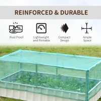 Outsunny Metal Raised Garden Bed Color Steel Screwless Heavy Duty Planter Box w/ Net Cover & Gloves for Growing Vegetables, Flowers, Herbs and Succulents(m-5)