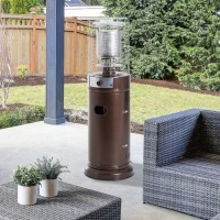 Outsunny 11KW Patio Bullet Heater Gas Glass Tube Electronic Ignition Floor Standing Stainless Steel Garden Outdoor 135Hcm(m-2)