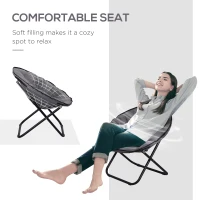 Outsunny Garden Folding Portable Padded Saucer Moon Chair Padded Round Outdoor Camping Travel Fishing Seat  Grey(m-5)