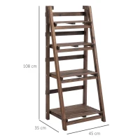 Outsunny 4-Tier Foldable Plant Stand, Wooden Ladder Shelf, Flower Pots Holder for Indoor Outdoor, 45L x 35W x 108H cm(m-3)