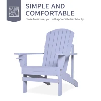 Outsunny Outdoor Classic Wooden Adirondack Deck Chair with Cup Holder - Grey(m-7)