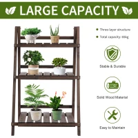 Outsunny 3-Tier Foldable Plant Stand, Wooden Ladder Shelf, Flower Pots Holder for Indoor Outdoor, 60L x 37W x 93H cm(m-4)