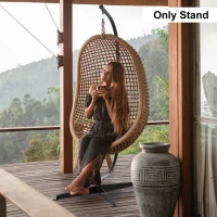 Outsunny Hammock Chair Stand Only Construction Heavy Duty Metal C-Stand Indoor Outdoor(m-8)