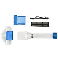 Outsunny Limpiafondos para Piscina Manual Aspirador de Piscina Eléctrico Autonomía 45 Minutos con Poste Telescópico 150-210 cm Cepillo y 2 Ruedas para Estanques 210x17x7 cm Plata(m-8)