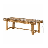 Outsunny Wooden Garden Bench, 2 Seater Outdoor Bench, Fir Wood Backless Patio Loveseat with Slatted Seat for Park, 110 x 38 x 35 cm, Carbonised(m-3)