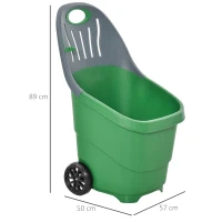 Outsunny Multi Purpose Garden Cart Barrow with Handle Wheels for Snow Fallen Leaves Cleaning, Lightweight, Easy to Move, with Clip for Broomstick, 60L(m-3)