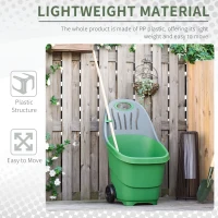 Outsunny Multi Purpose Garden Cart Barrow with Handle Wheels for Snow Fallen Leaves Cleaning, Lightweight, Easy to Move, with Clip for Broomstick, 60L(m-7)