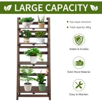 Outsunny 4-Tier Foldable Plant Stand, Wooden Ladder Shelf, Flower Pots Holder for Indoor Outdoor, 45L x 35W x 108H cm(m-4)