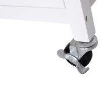 HOMCOM Ilha de Cozinha com Rodas com Gavetas Suporte para Garrafas Armários e Prateleira 113x45x89 cm Branco e Madeira(m-13)