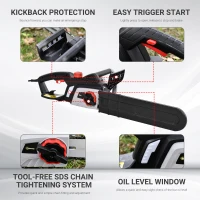 Outsunny 1600W Electric Chainsaw with Double Brake, Tool-Free Chain Tensioning and 16inch Guide Bar and Chain(m-6)