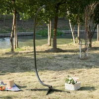 Outsunny Hammock Chair Stand Only Construction Heavy Duty Metal C-Stand Indoor Outdoor(m-7)