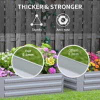 Outsunny Set of 2 291L Raised Garden Bed, Elevated Galvanised Planter Box for Flowers, Herbs, 100x100x30cm, Grey(m-4)