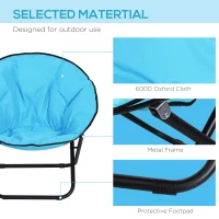 Outsunny Garden Folding Portable Padded Saucer Moon Chair Padded Round Outdoor Camping Travel Fishing Seat Blue(m-6)