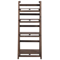 Outsunny 4-Tier Foldable Plant Stand, Wooden Ladder Shelf, Flower Pots Holder for Indoor Outdoor, 45L x 35W x 108H cm(m-10)