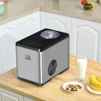 HOMCOM Ice Cream Maker Machine, 1.5L Stainless Steel Gelato, Sorbet, Milkshake, Frozen Yoghurt Maker with Detachable Mixing Paddle, Make Ice Cream in 40 Minutes(m-1)