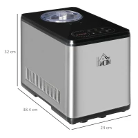 HOMCOM Ice Cream Maker Machine, 1.5L Stainless Steel Gelato, Sorbet, Milkshake, Frozen Yoghurt Maker with Detachable Mixing Paddle, Make Ice Cream in 40 Minutes(m-3)