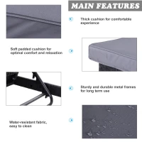 Outsunny 2 Seater Rattan Lounger Adjustable Double Chaise Chair Loveseat w/ Cushion Black(m-4)