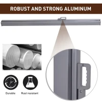 Outsunny Retractable Folding Side Awning Screen Fence Patio Garden Outdoor Privacy Divider with Steel Pole 300 L x 200 H cm Grey(m-5)