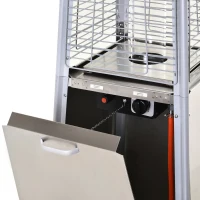 Outsunny Stainless Steel Outdoor Garden Pyramid Patio Heater with Wheels and Rain Cover - Silver(m-9)