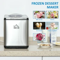 HOMCOM Ice Cream Maker Machine, 1.5L Stainless Steel Gelato, Sorbet, Milkshake, Frozen Yoghurt Maker with Detachable Mixing Paddle, Make Ice Cream in 40 Minutes(m-4)