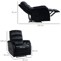 HOMCOM Fotoliu Recliner pana la 155 ° cu Tetiera si Suport pentru picioare, Fotoliu Relax din Tesatura Catifelata si Otel cu Buzunar Lateral, Negru(m-3)