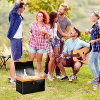 Outsunny Frigider portabil de 30L, Compresor si Manere Portabile Incluse, 58,7x36,5x36,8cm, Portocaliu si Negru(m-10)