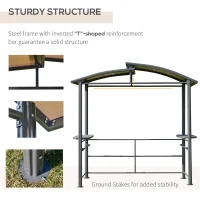 Outsunny Foisor de Gradina din Otel pentru Gratar cu Acoperis din Policarbonat si Rafturi de Depozitare, 240x150x230cm, Gri(m-4)
