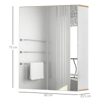 kleankin Bathroom Mirror Cabinet Wall Mounted Storage Cupboard with Double Door and Adjustable Shelves, White(m-3)