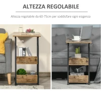 HOMCOM Masuta de Sufragerie, Noptiera cu Design Reglabil in Inaltime, Maro stil Rustic(m-5)