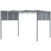 Outsunny Foisor Pergola 3x3 m din Otel cu Acoperis Glisant si 8 Tarusi de prindere Inclusi, Gri Inchis(m-11)