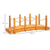 Podet din Lemn Outsunny de Gradina, Arcuit, cu Parti Laterale din Funie de Canepa, Cadru din Lemn de Brad, 150x58x58.5 cm(m-3)