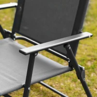 Outsunny Set Mobilier de Gradina 5 Piese din Metal, Salon de gradina cu 4 Scaune Pliabile si Masa cu orificiu pentru Umbrela, Negru(m-8)