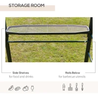 Outsunny Foisor de Gradina din Otel pentru Gratar cu Acoperis din Policarbonat si Rafturi de Depozitare, 240x150x230cm, Gri(m-5)
