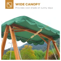 Outsunny 3-Seater Pinewood Swing Chair-Green(m-4)