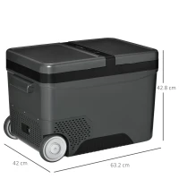 Outsunny Frigider Portabil Electric cu Compresor de 45L, cu Maner Telescopic si Roti, Frigider Mic de 12/24V DC si 110V AC(m-3)