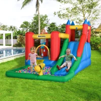 Outsunny Joc Gonflabil Copii 330×245×215 cm – Tobogan, Piscina & Trambulina(m-2)
