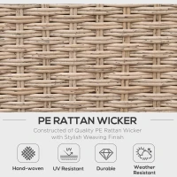 Outsunny Set Living de Gradina din Rattan, 4 Piese, Coltar pentru Exterior cu Perne, Masute Laterale si Masuta de Cafea, Maro Deschis(m-4)