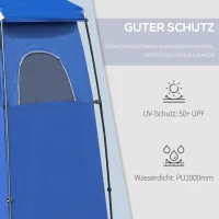 Outsunny Toilettenzelt für 1-2 Personen Mobiles Camping Duschzelt Umkleidezelt mit Tasche Duschkabine Umkleidekabine UPF50 Fiberglas Polyester Blau 167 x 167 x 218 cm(m-4)