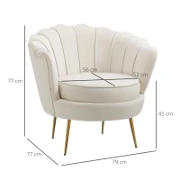 Homcom Fotoliu Vintage Catifea Crem – Retro & Elegant(m-3)