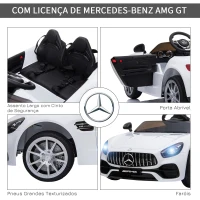 HOMCOM Mercedes AMG Carro Elétrico para crianças de 3-6 anos com Controle Remoto Bateria 12V 4.5AH Carga 40kg 114,5x78x47,5cm branco(m-6)